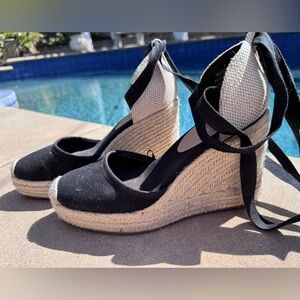 Express Black Espadrille Wedge Sandals